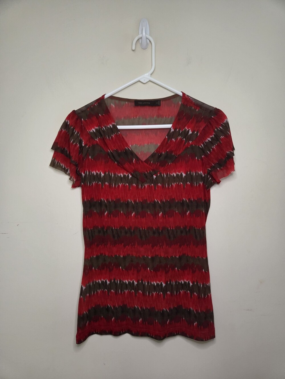 Women's The Limited Mesh Semi Sheer V-neck Top Sz Medium